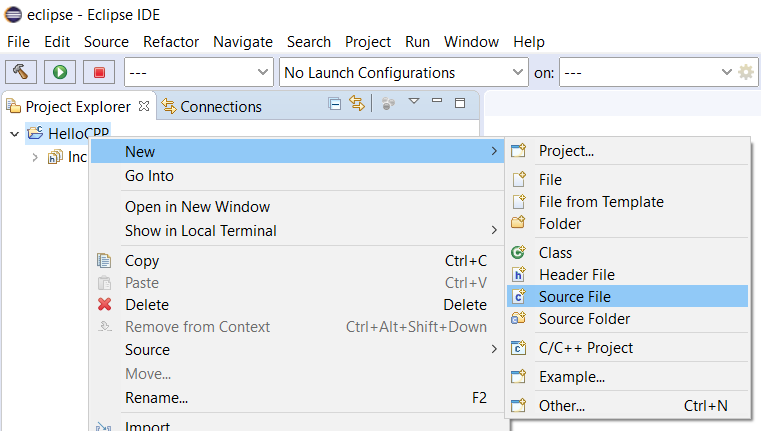Eclipse - C/C++ - New File Eclipse - C/C++ - New File