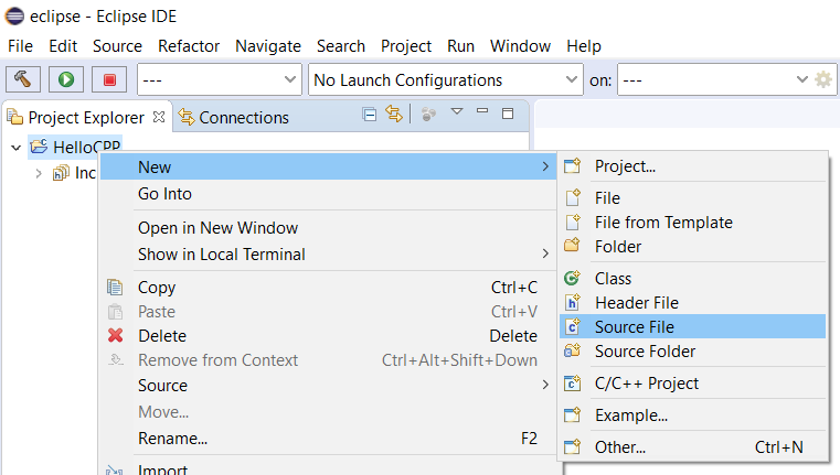 Eclipse - C/C++ - New File