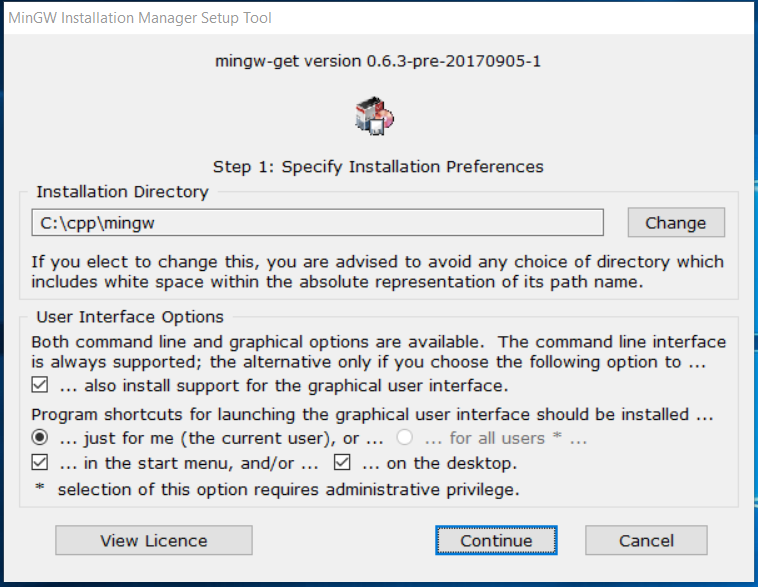 MinGW Installation Path