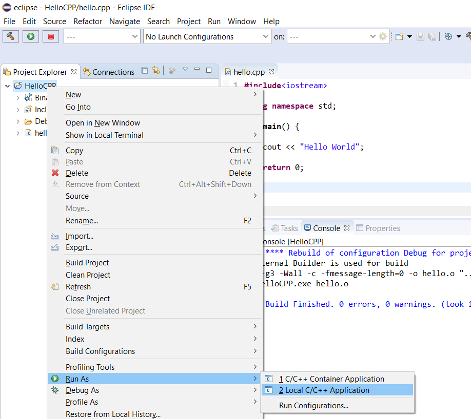 Eclipse - C/C++ - Run Project