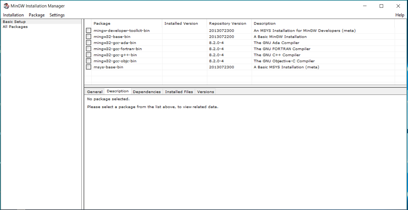 MinGW Installation Manager