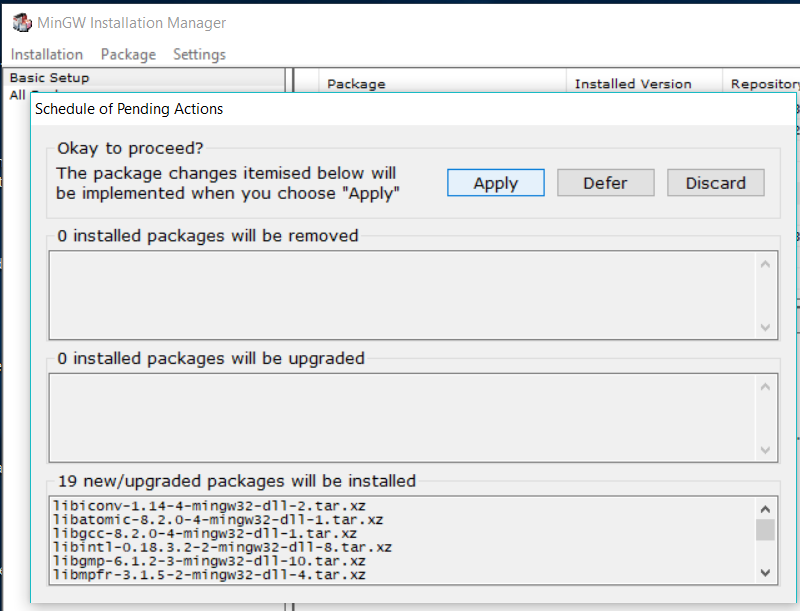 MinGW Installation Manager Package