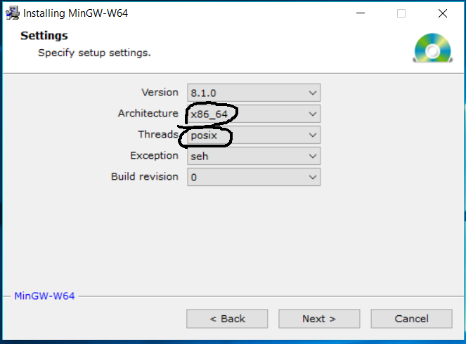 MinGW-W64 Settings
