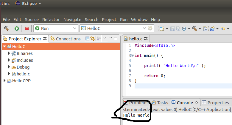 Eclipse - C - Output