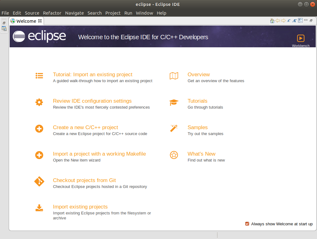 Eclipse - C/C++ - Welcome Eclipse - C/C++ - Welcome