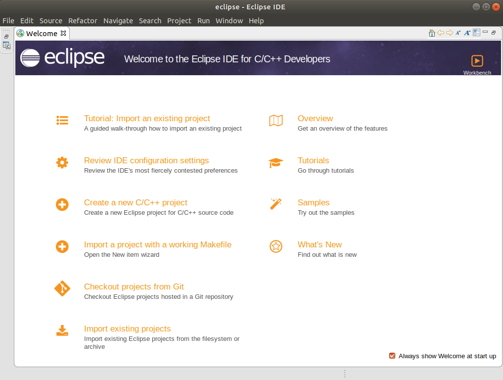 Eclipse - C/C++ - Welcome