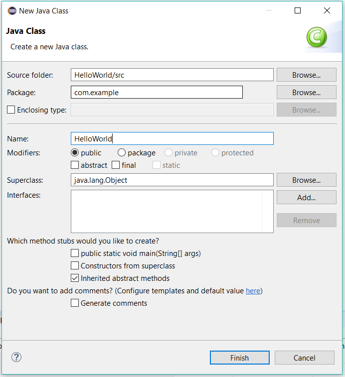 Eclipse for Java - Class Config