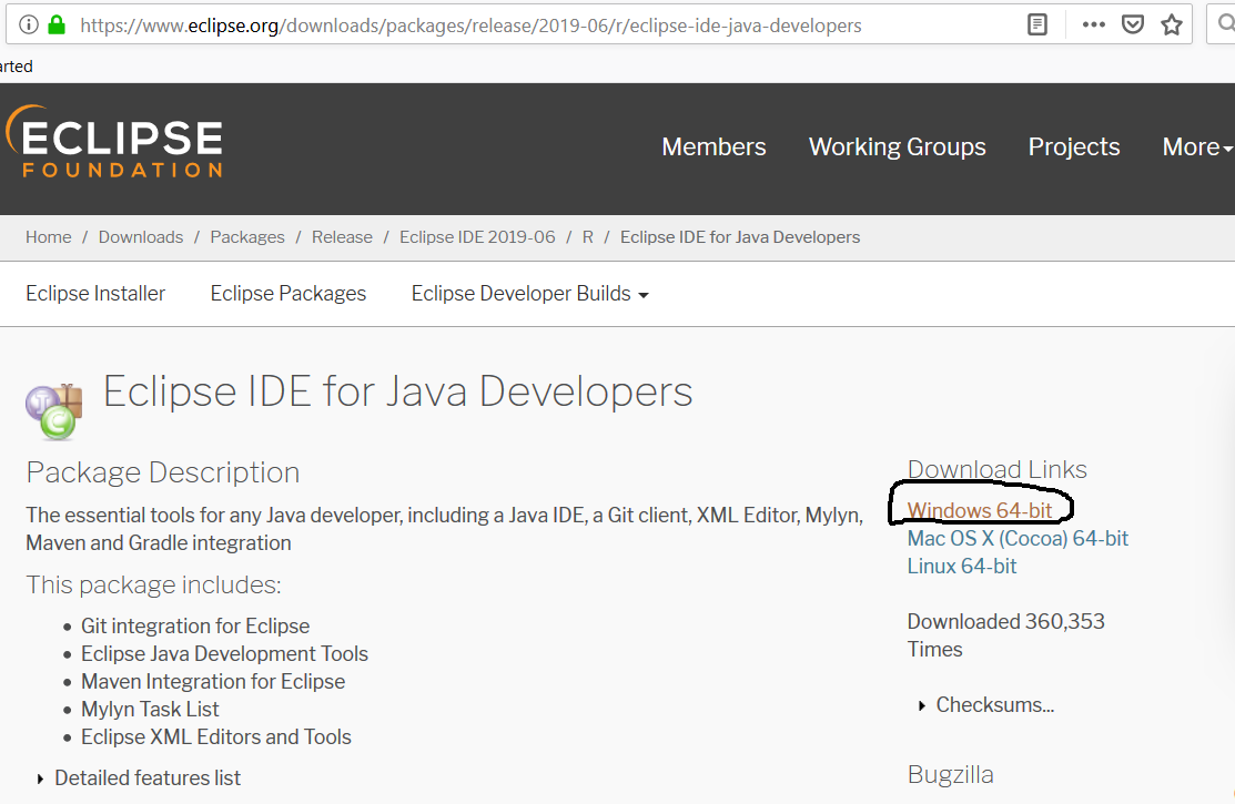 Eclipse for Java - Info