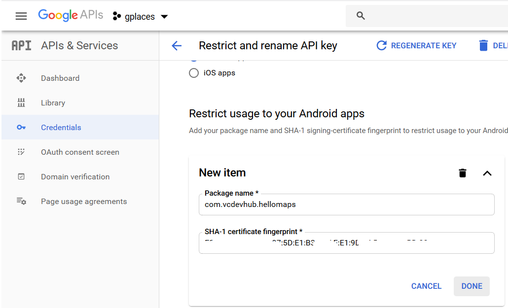 Android - Google Maps - Update SHA-1