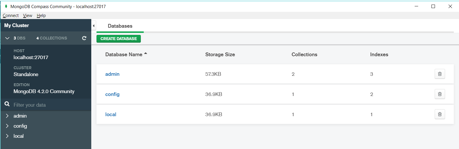 MongoDB Compass Connected