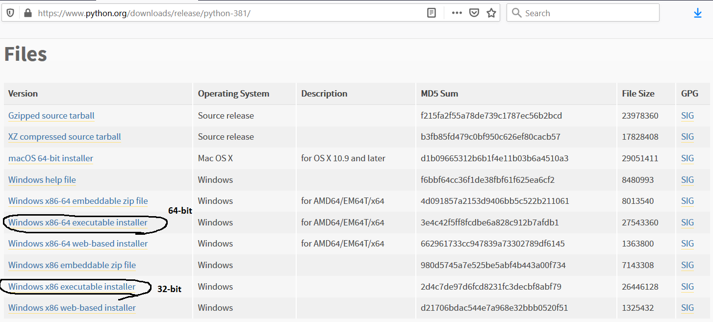 Python Download Options