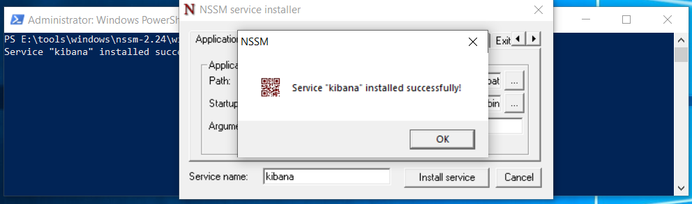 Kibana PowerShell NSSM Install Service Kibana PowerShell NSSM Install Service