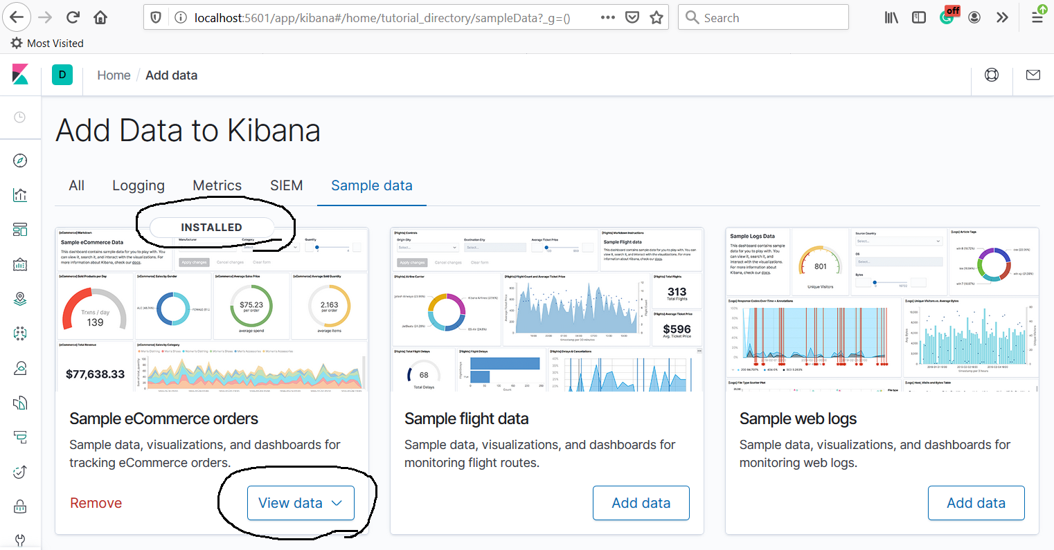 Kibana Sample Data Ecommerce Dashboard