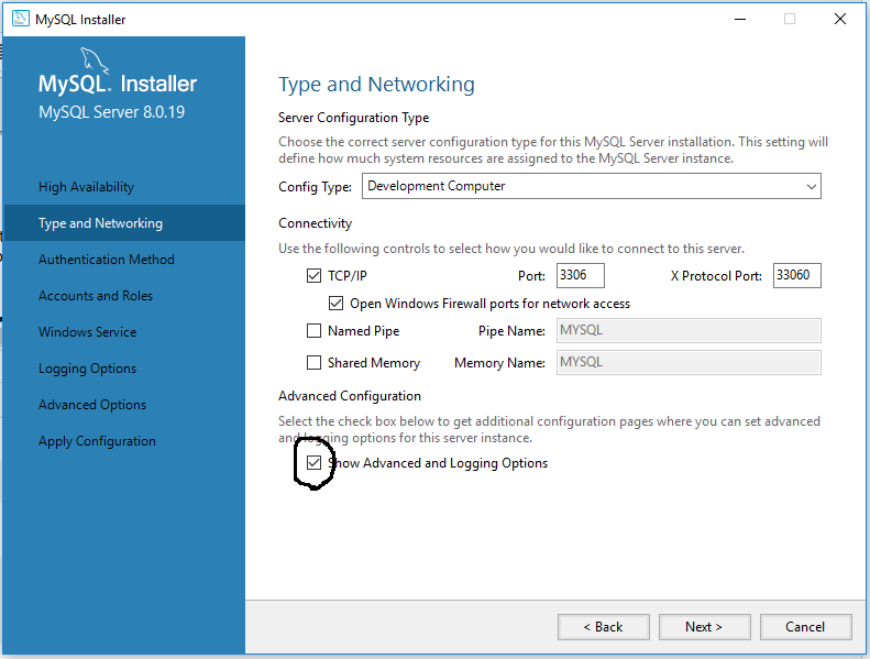 MySQL 8 Configure Server and Port