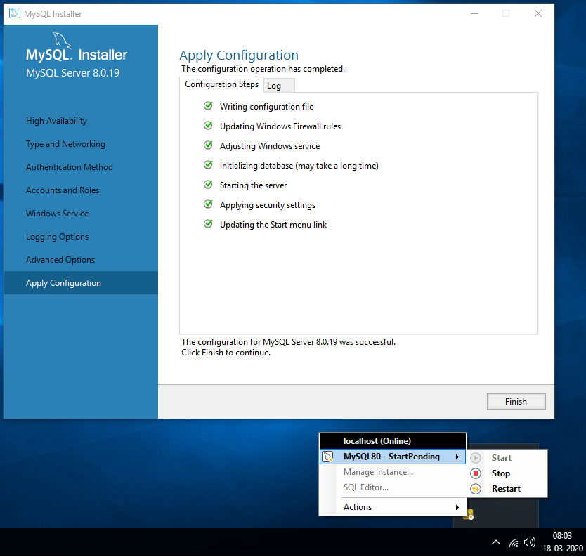 MySQL 8 Installation - Configured MySQL 8 Installation - Configured
