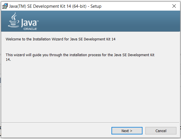 Java 14 Installation - Welcome Screen