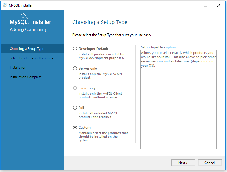 MySQL 8 Install Custom MySQL 8 Install Custom