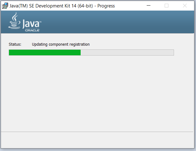 Java 14 Installation - Progress Screen Java 14 Installation - Progress Screen