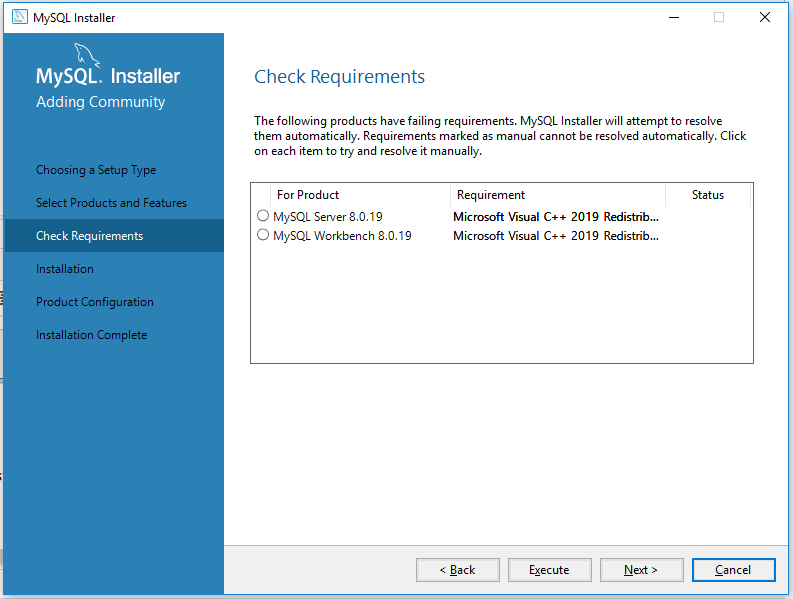 MySQL 8 Install Requirements Check