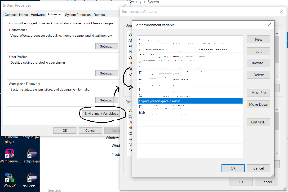 Java 14 Environment Variable