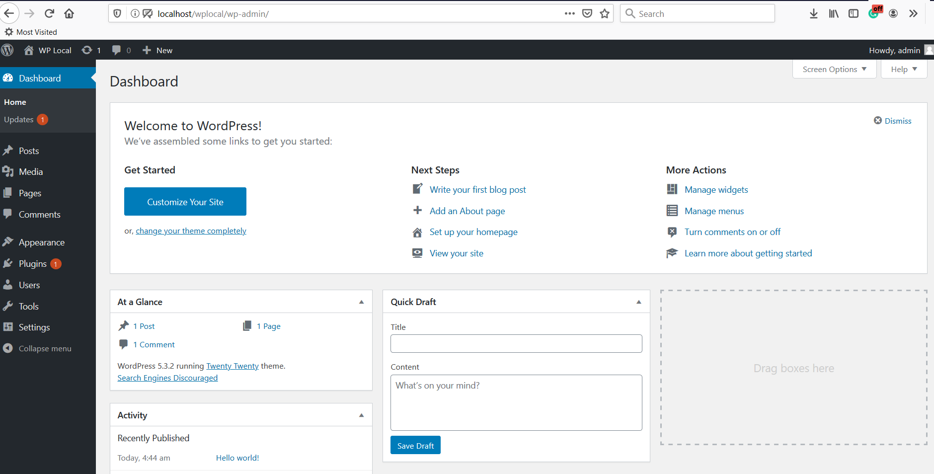 WordPress Dashboard