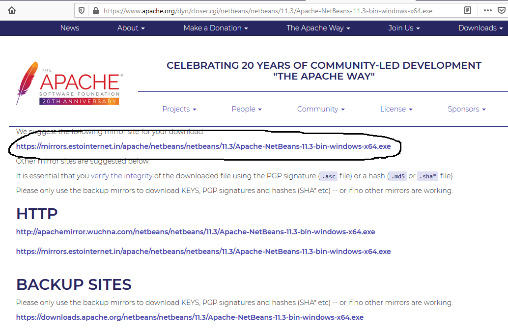 NetBeans 11 Download Mirrors