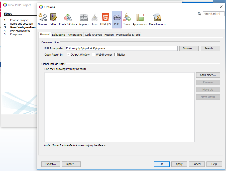 NetBeans 11 - PHP Interpreter NetBeans 11 - PHP Interpreter
