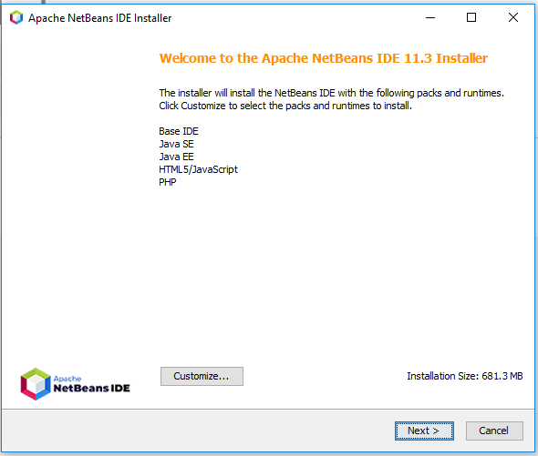 NetBeans 11 Installation - Welcome