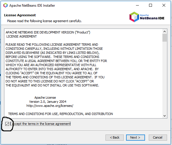 NetBeans 11 Installation - License Agreement