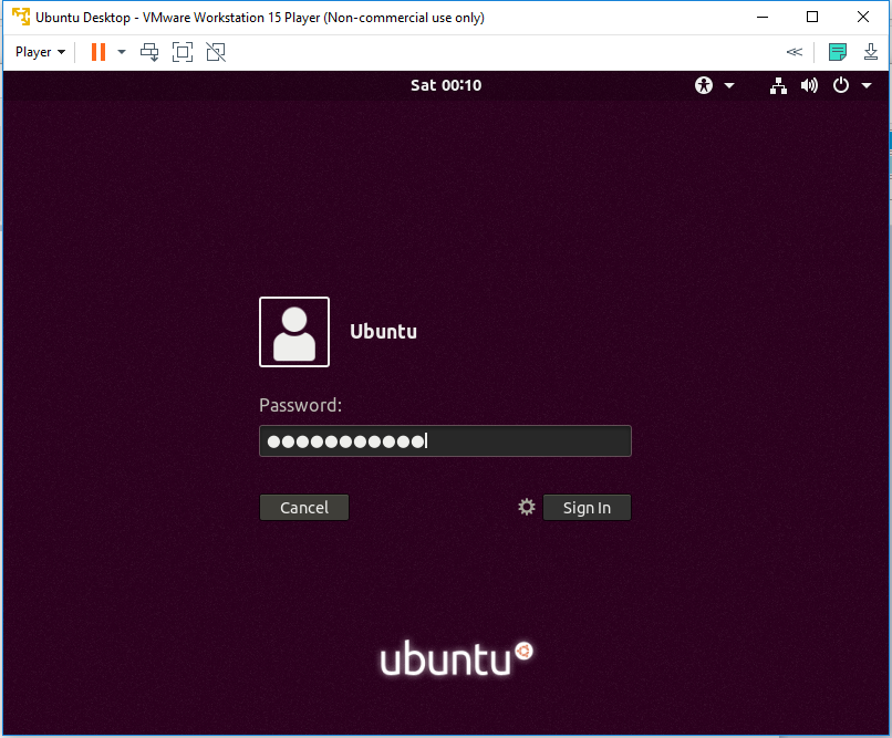 VMware Ubuntu Login