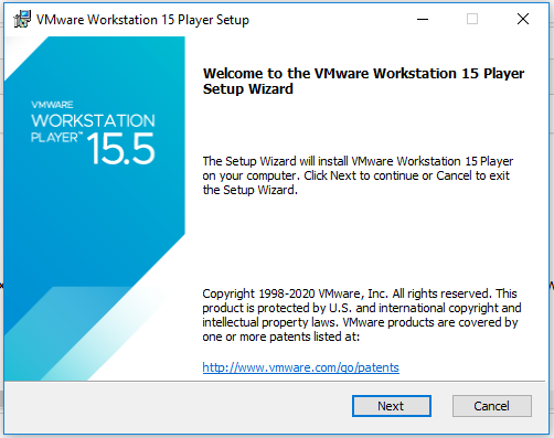 VMware Workstation Player - Welcome Screen