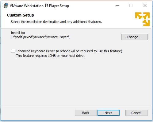 VMware Workstation Player - Installation Path