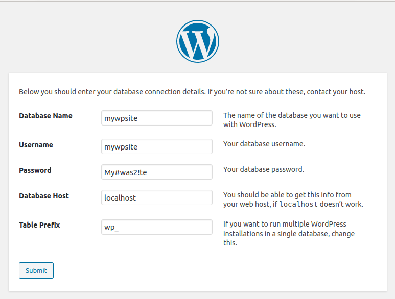 WordPress Database Configuration