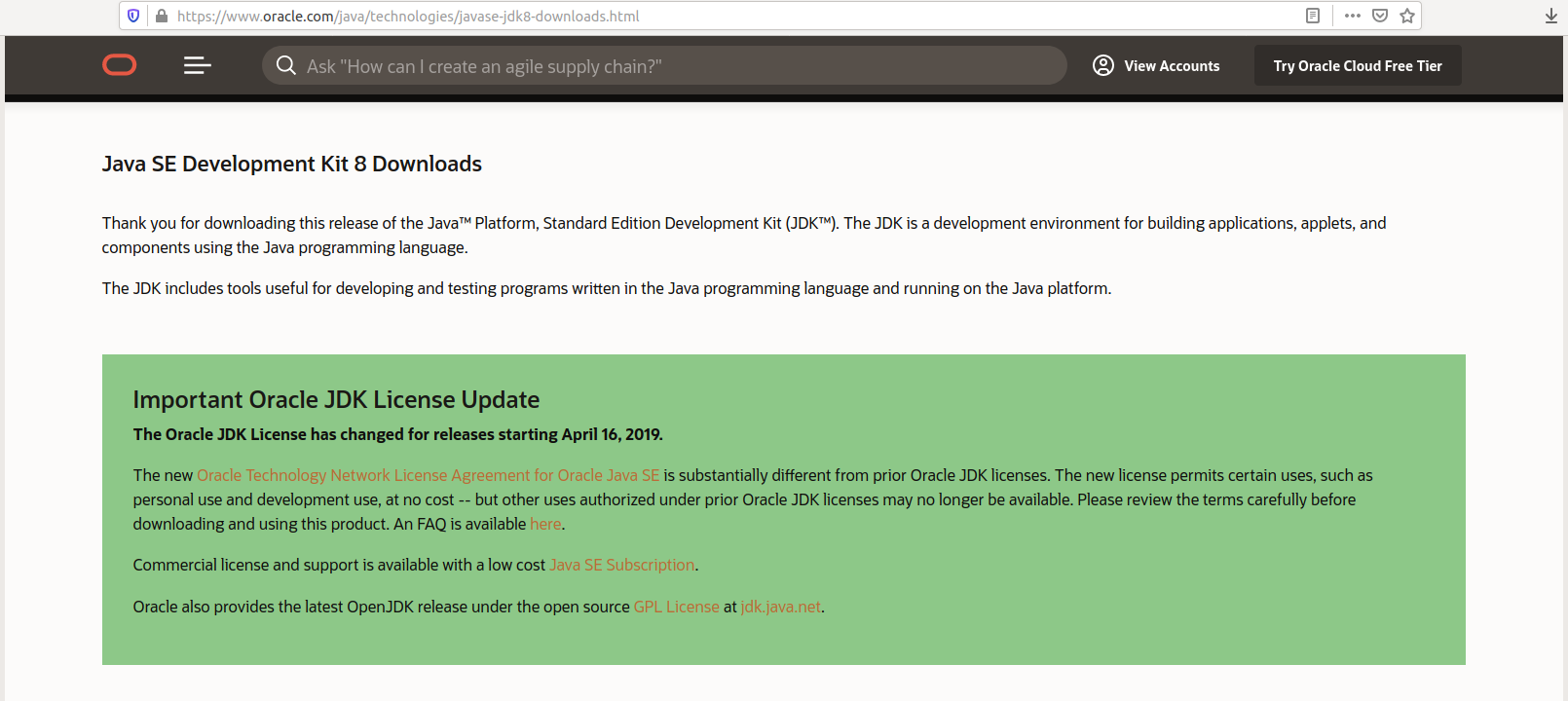 Oracle JDK License Changes