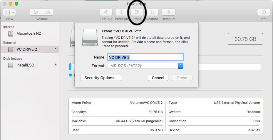 Mac Disk Utility - Erase Disk Mac Disk Utility - Erase Disk