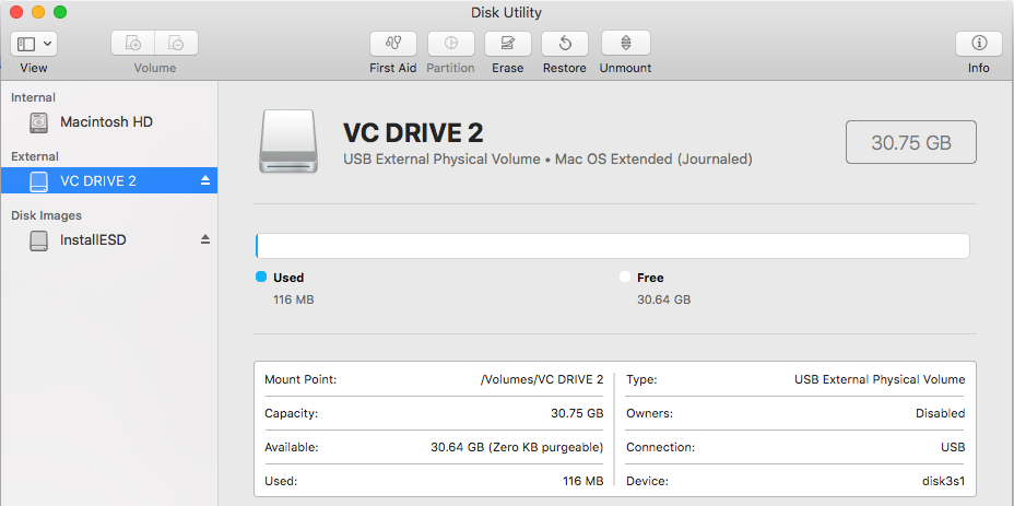 Mac Disk Utility - Formatted