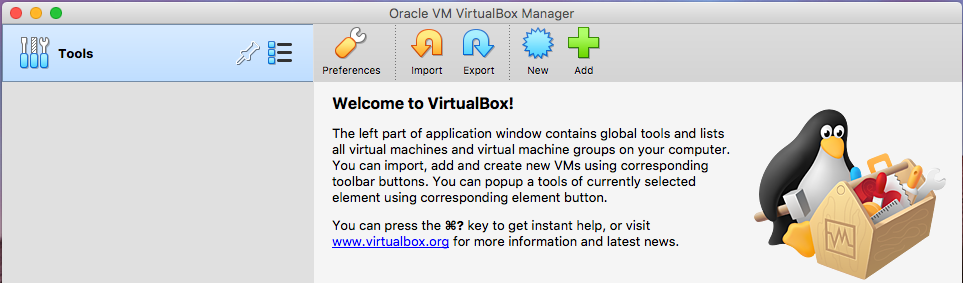 VirtualBox - macOS - Welcome