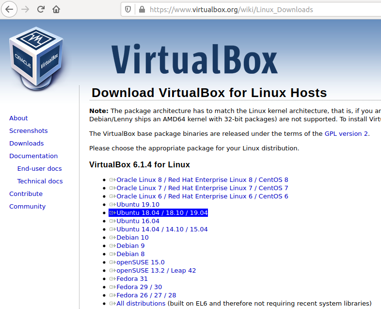 VirtualBox - Ubuntu - Download