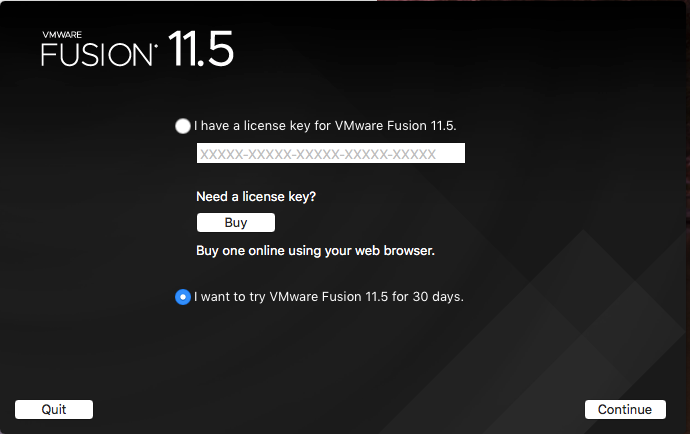 VMware Fusion - Trial Installation