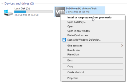 Windows - VMware Tools - Install