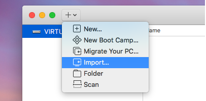 VMware Fusion - Import