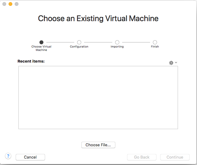 VMware Fusion - Import Virtual Machine - Choose VMware Fusion - Import Virtual Machine - Choose