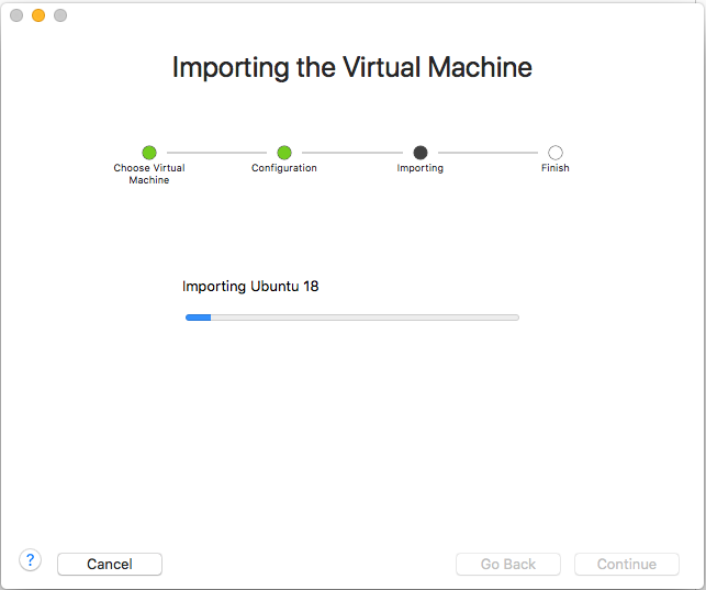 VMware Fusion - Import Virtual Machine - Progress