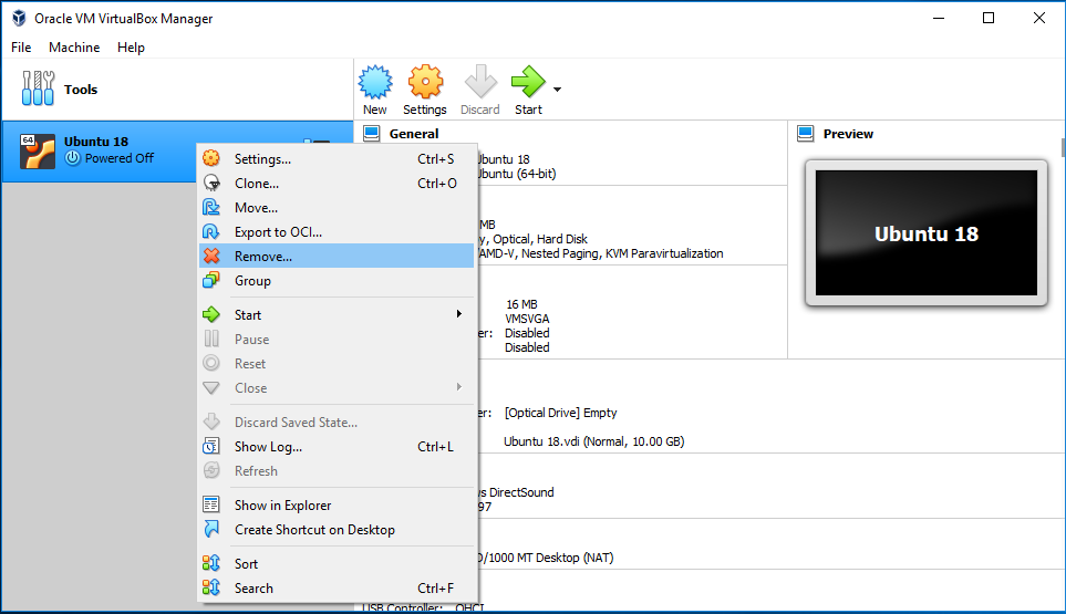 VirtualBox Remove