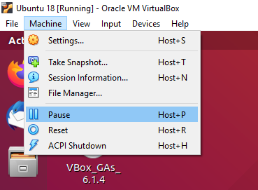 Ubuntu on VirtualBox - Pause