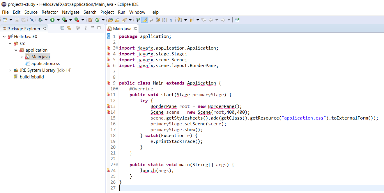 JavaFx - Eclipse - Import Errors