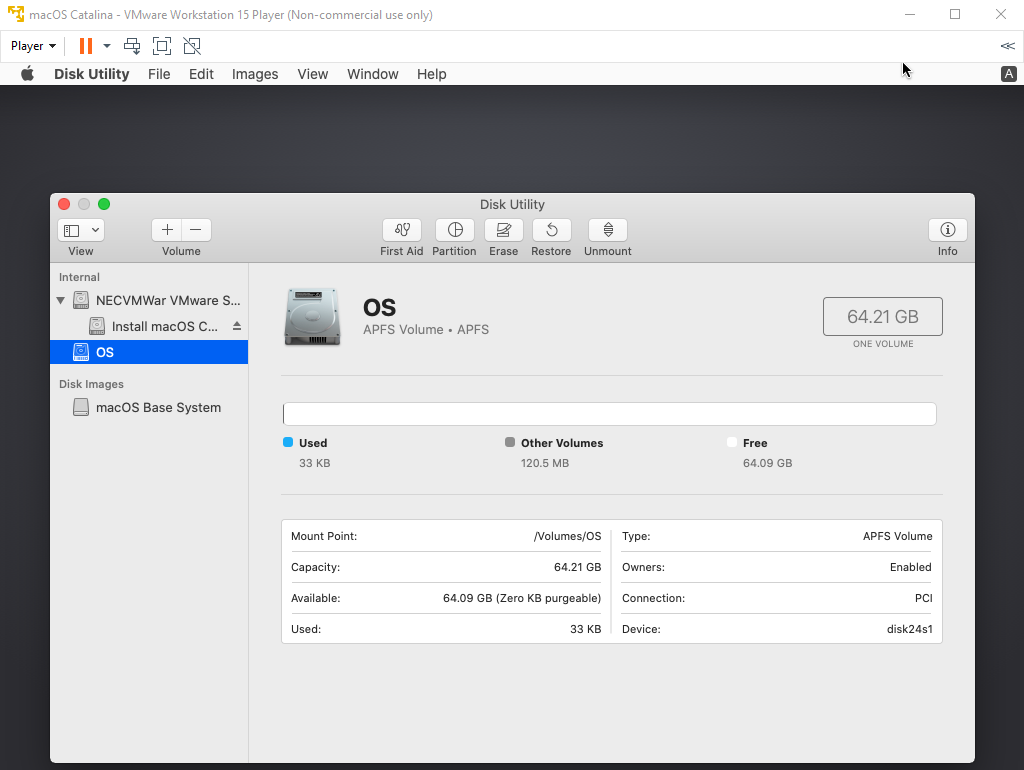 macOS - VMware - Disk