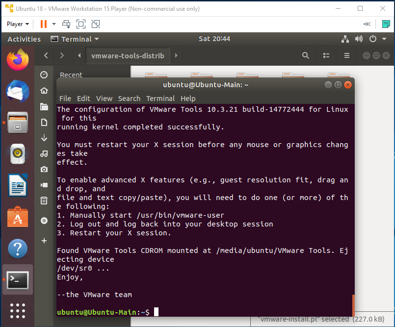 VMware Tools - Ubuntu - Installed