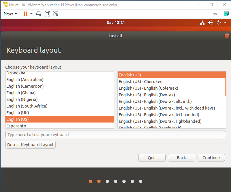 Ubuntu - VMware - Install - Keyboard
