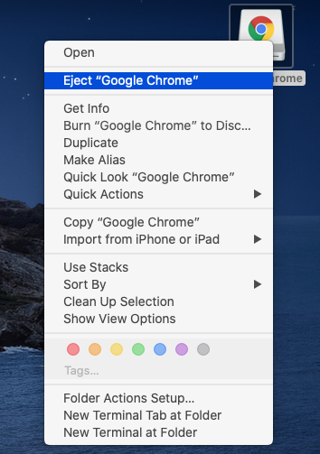 Google Chrome - Mac - Unmount